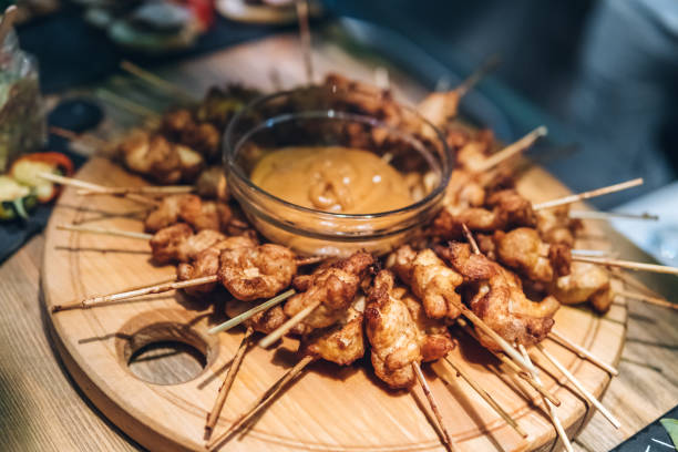istock Chicken meat on a skewer 1147130563