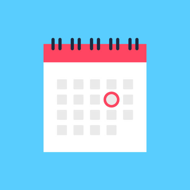 ilustrações de stock, clip art, desenhos animados e ícones de calendar icon and red circle. mark the date, holiday, important day concepts. flat style design. vector icon - calendar personal organizer diary event