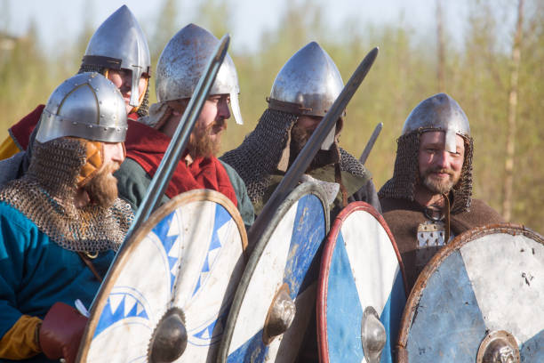 istock Slav warriors in reenactment battle 1147134892