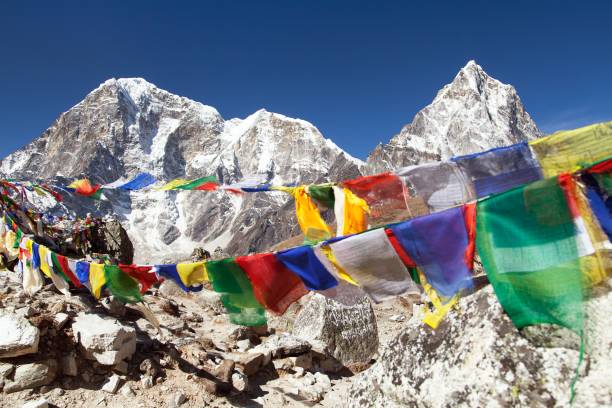 istock prayer flags - Nepal Himalayas mountains buddhism 1147135084