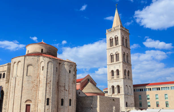 Church of St. Donat and Cathedral of St. Anastasia in Zadar stock photo