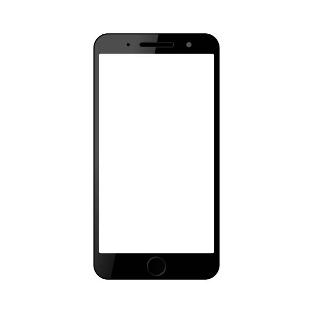 czarny smartfon z pustym ekranem dotykowym, nowy model - wektor podstawowy - smartphone stock illustrations