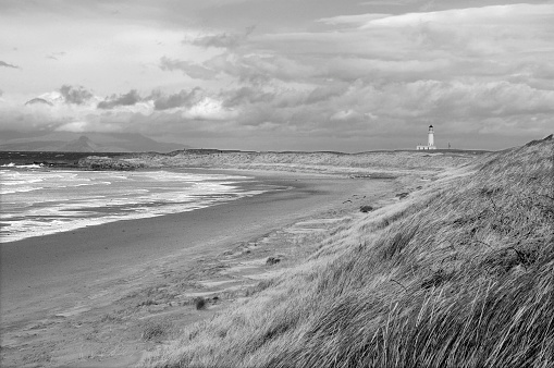 Turnberry Lighthouse, Scotland captured in black and white