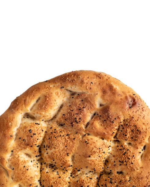 istock Ramadan Pita (Ramazan Pidesi) Traditional Turkish bread for holy month Ramadan white background 1147141995
