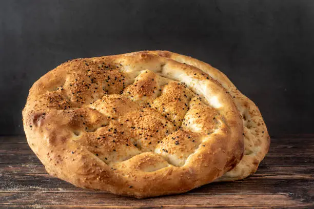 Ramadan Pita (Ramazan Pidesi) Traditional Turkish bread for holy month Ramadan