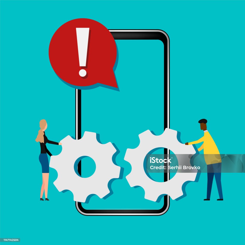 Application Problem Sign Application Error Concept Isolated On White Background Vector ...