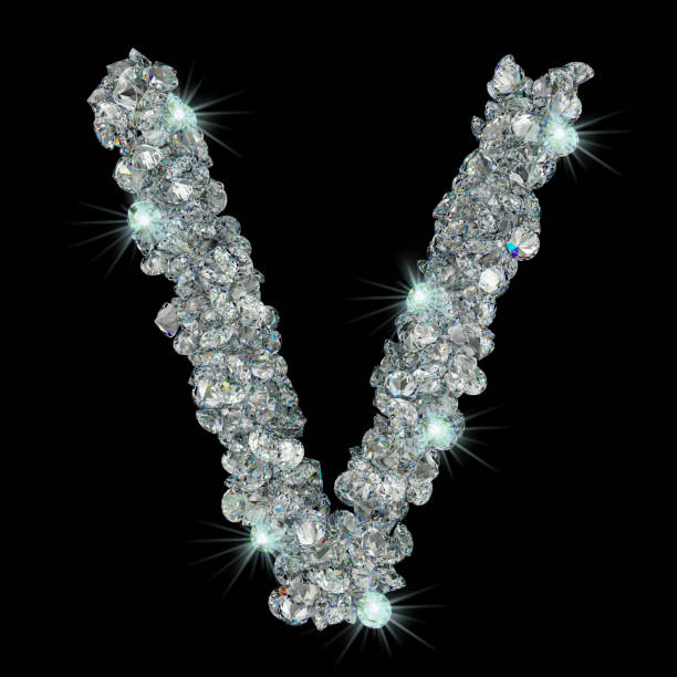 Letter V From Diamonds 3d Rendering Isolated On Black Background Stock  Photo - Download Image Now - iStock