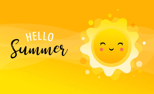 sommerspaß hintergrund, sonnenillustration und bannerdesign. verkaufsplakat - vector sand summer smiling stock-grafiken, -clipart, -cartoons und -symbole