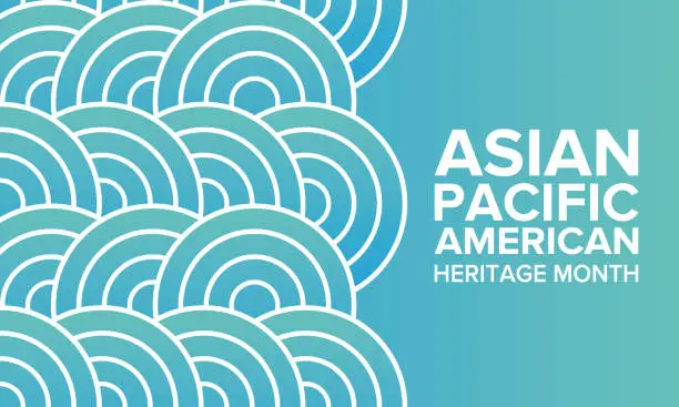 Vector illustration of Asian Pacific American Heritage Month. Celebrated in May. It celebrates the culture, traditions, and history of Asian Americans and Pacific Islanders in the United States. Poster, card, banner and background. Vector illustration