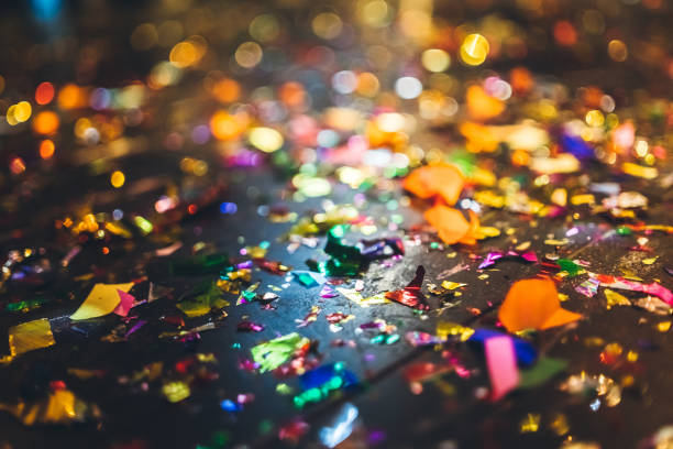 Confetti on the dancefloor Colorful confetti on the dancefloor after party stock pictures, royalty-free photos & images