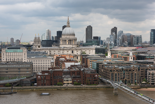 London, England - 05 April, 2019: St Paul's Cathedral, London, is an Anglican cathedral, the seat of the Bishop of London and the mother church of the Diocese of London.