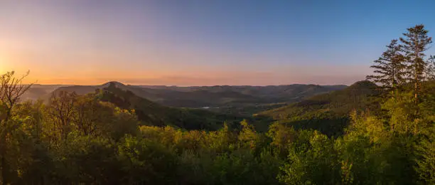 Panoramic view on the Palatinate Forest near Annweiler am Trifels in Germany.