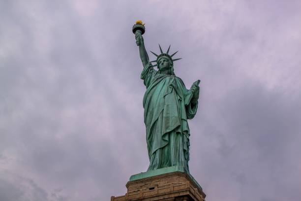 istock Nice view on isolated Statue of Liberty New York. Beautiful backgrounds. 1147169206