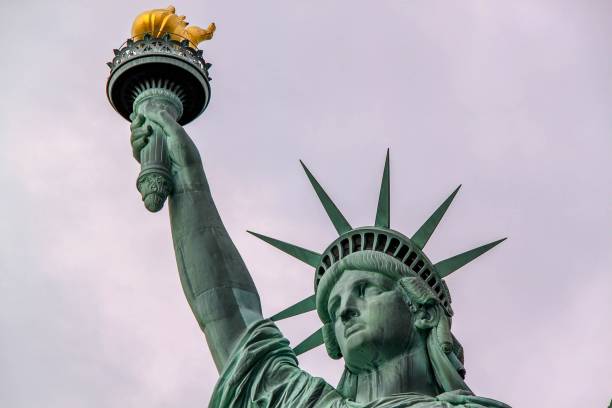 istock Nice view on isolated Statue of Liberty New York. Beautiful backgrounds. 1147169215