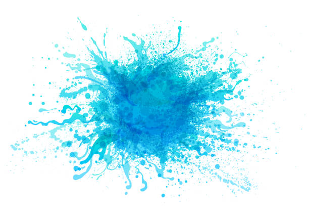 niebieski rozprysk wody - splashing water drop white background stock illustrations