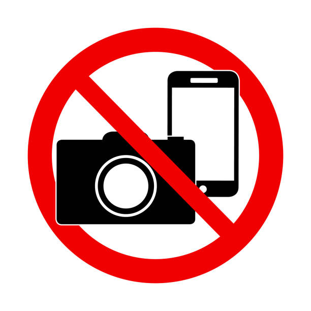 ilustrações, clipart, desenhos animados e ícones de nenhuma foto e nenhum sinal do telefone-sinal proibido - cuidado fotos