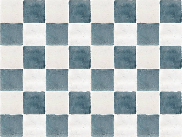 istock Decorative white and blue painted ceramic wall mosaic tiles texture background. 1147175101