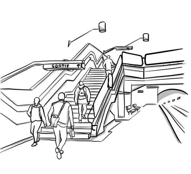 Vector illustration of Train Station Passengers