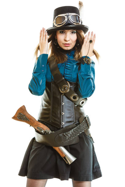 istock Cool girl in steampunk style. 1147177352