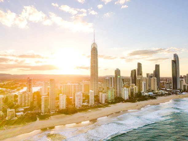 istock Surfers Paradise sunset aerial view 1147178221