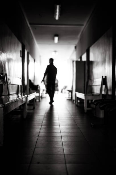 istock Defocused corridor in the hospital, people 1147178585