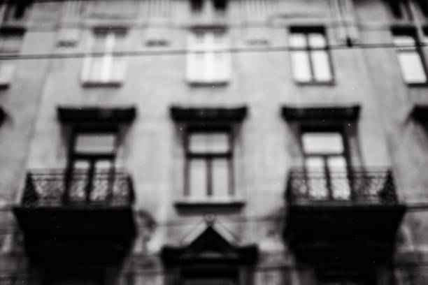 Defocused Tenement house in Krakow. Krakow in Poland.