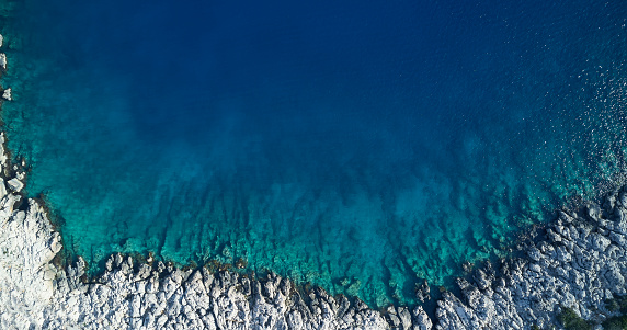 An aerial view of the beach in summer