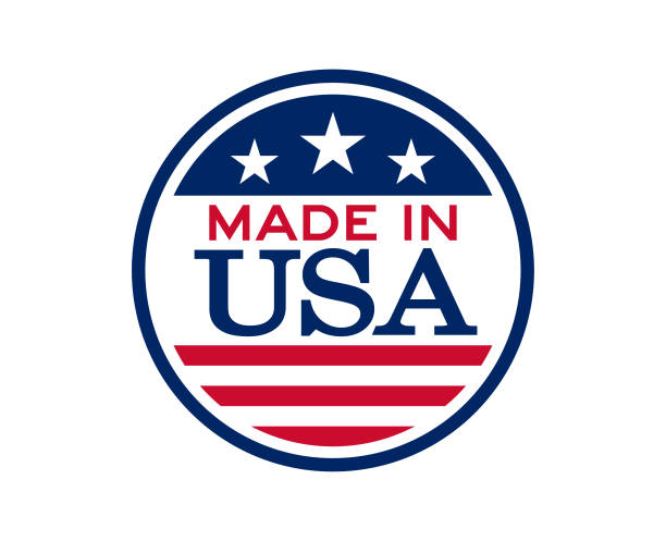 made in the united states of america with usa flag - usa made in the usa industry striped stock-grafiken, -clipart, -cartoons und -symbole