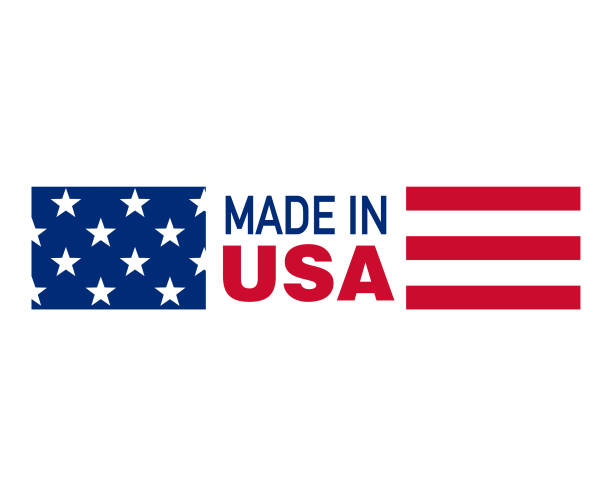 made in the united states of america with usa flag - usa made in the usa industry striped stock-grafiken, -clipart, -cartoons und -symbole