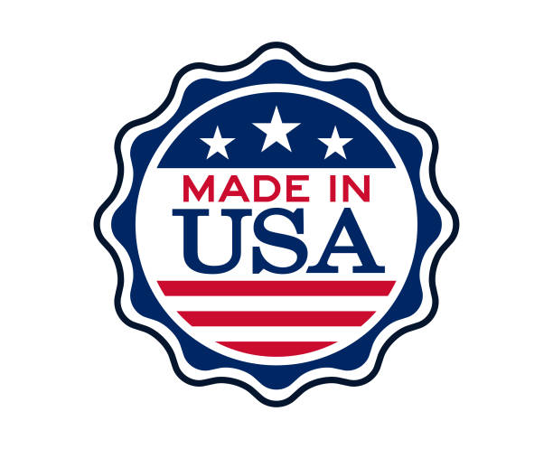 made in the united states of america with usa flag - usa made in the usa industry striped stock-grafiken, -clipart, -cartoons und -symbole