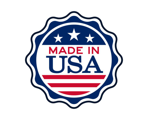 Made In The United States Of America With USA Flag Made in the United States of America with USA flag usa made in the usa industry striped stock illustrations