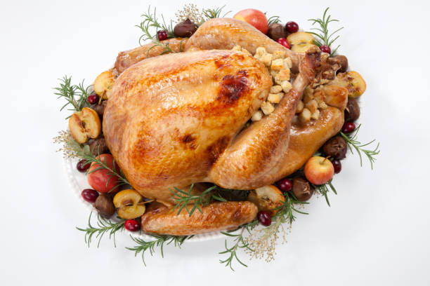 istock Roasted Turkey with Grab Apples over white 1147189888