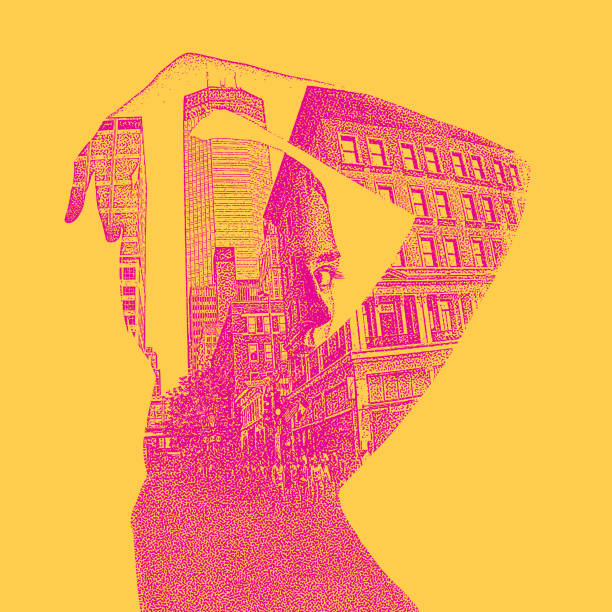 istock Multiple exposure of a young woman and cityscape 1147193676