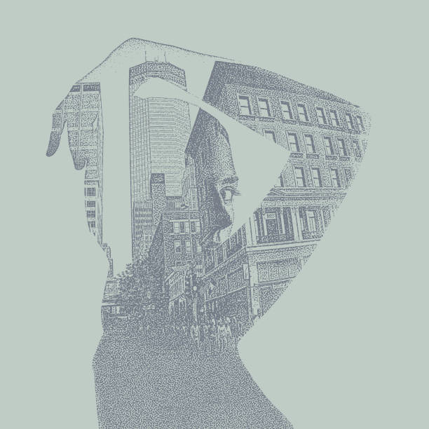 istock Multiple exposure of a young woman and cityscape 1147193677