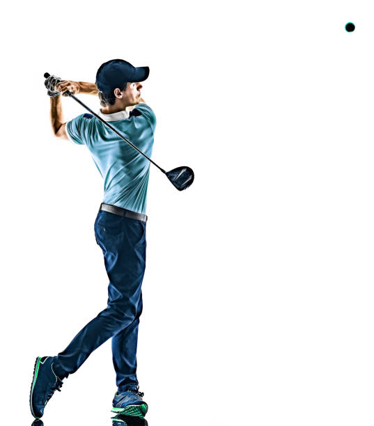 istock Man Golf golfer golfing isolated  white background 1147193839
