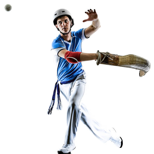 istock Jai alai Basque pelota Cesta Punta player man isolated silhouette 1147193872