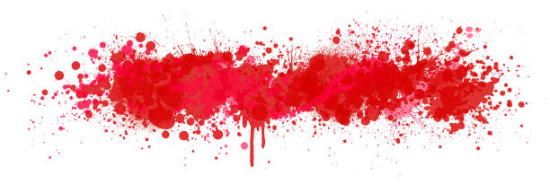illustrazioni stock, clip art, cartoni animati e icone di tendenza di sfondo degli schizzi di sangue - paintbrush paint drop red