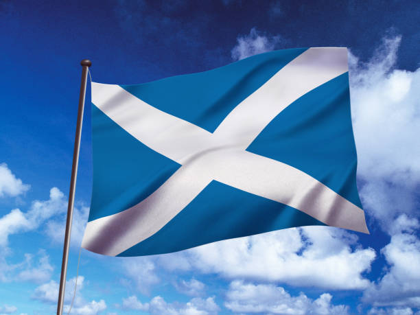 istock scotland  flag fluttering in the wind 1147210268