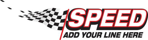 logo wektora prędkości lub element projektu graficznego - checkered flag auto racing flag sports race stock illustrations