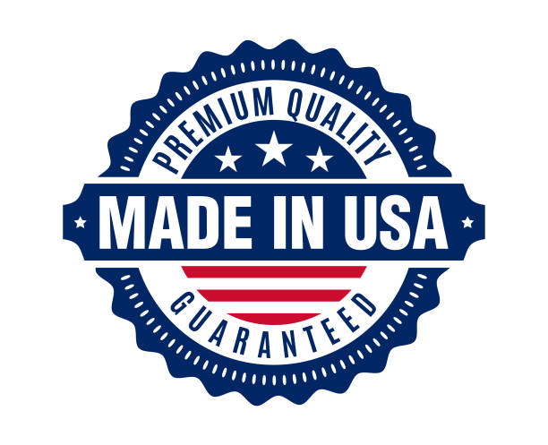 made in the united states of america with usa flag - made in the usa stock illustrations