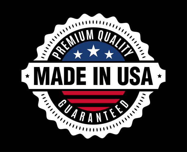made in the united states of america with usa flag - usa made in the usa industry striped stock-grafiken, -clipart, -cartoons und -symbole