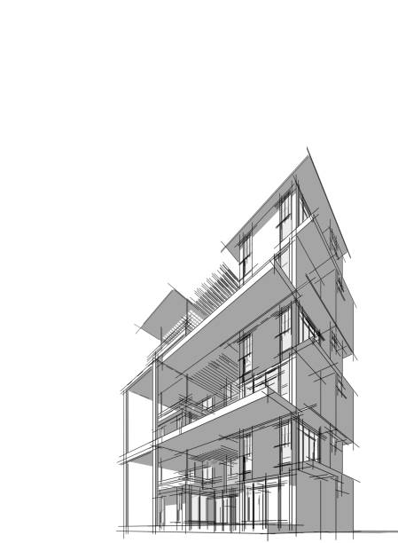 istock 3D illustration architecture building perspective lines 1147225297