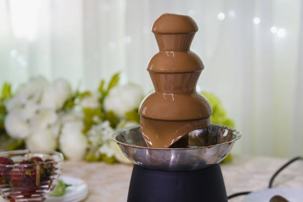 Chocolate fountain on the buffet table