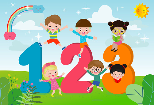 Ilustración de Los Niños De Dibujos Animados Con Números 123 Niños Con  Números Ilustración Vectorial y más Vectores Libres de Derechos de Niño -  iStock