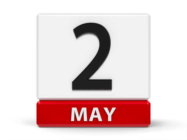 calendario cubi 2 maggio - may calendar month three dimensional shape foto e immagini stock