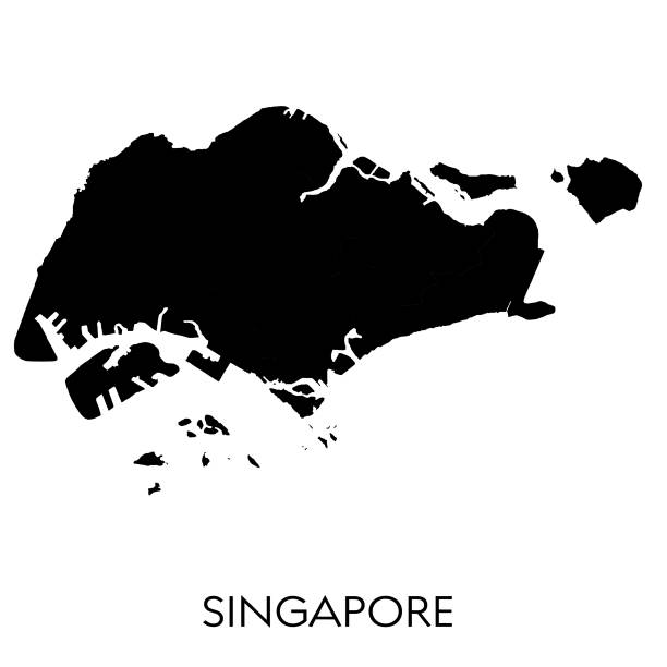 illustrazioni stock, clip art, cartoni animati e icone di tendenza di mappa di singapore - silhouette cartography singapore map