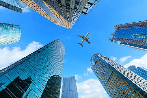 low angle view of skyscrapers in Shanghai,China