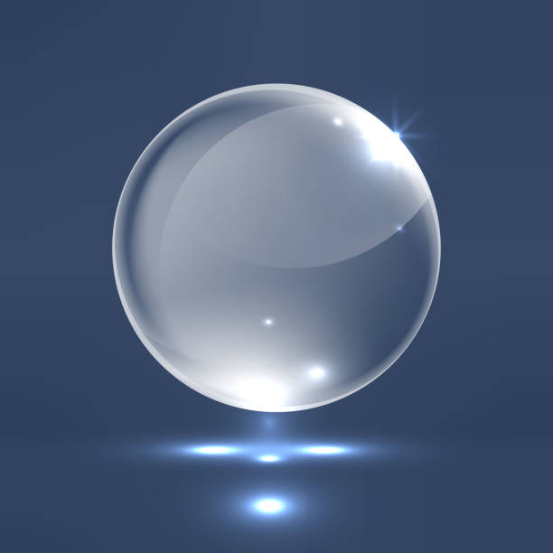 illustrazioni stock, clip art, cartoni animati e icone di tendenza di sfera di vetro realistica - sphere water drop symbol