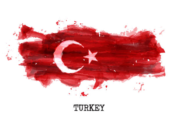 Turkey flag watercolor painting design . Country map shape . Sports team and national day concept ( 29 October ) . Vector Turkey flag watercolor painting design . Country map shape . Sports team and national day concept ( 29 October ) . Vector . flat country stock illustrations