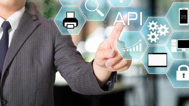 API Application Programming Interface businessman pointing a visual icon. API Application Programming Interface businessman pointing a visual icon. acronyms call stock pictures, royalty-free photos & images